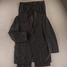 Jos A Bank Suit 42L MT 36x32 Gray Subtle Windowpane Check 100 Wool