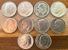 Lot of 10 - 1946-1961 Roosevelt Silver Dimes. Circulated.  All Diff. Dates / MM