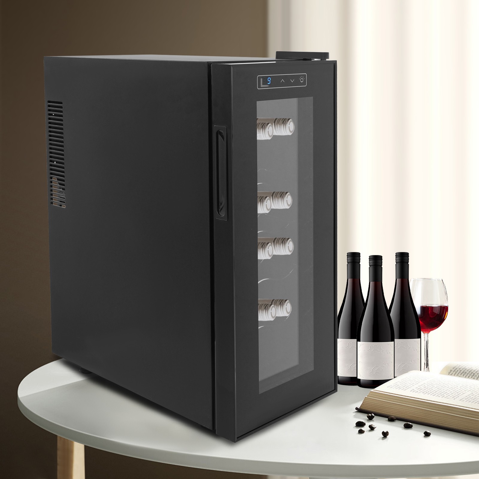 10" Wine Refrigerator Cooler Fridge 12 Bottles Freestanding Fridge For Home Bar