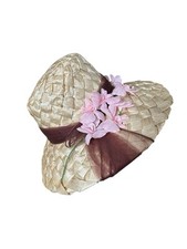 Genuine Vintage 1960s Jacoll Straw Style Cream Bonnet Hat. Unique 54cm