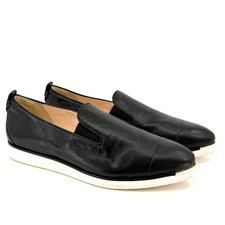 Cole Haan Grandseries Black Genuine Leather Cap Toe Slip-on Sneakers
