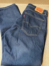 Levi's 505 Straight Leg Regular Fit Blue Jeans Size 36 X 30 Stretch dark Wash