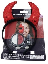 Happy Halloween Devil Headband With Makeup Safety Tested One Size Costume Add On