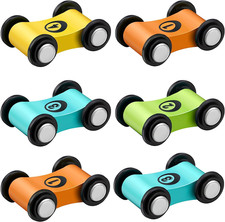 6 Pieces Wooden Mini Car Wooden Car Ramp Race Track Toys, Car Ramp Racer Toy Rep