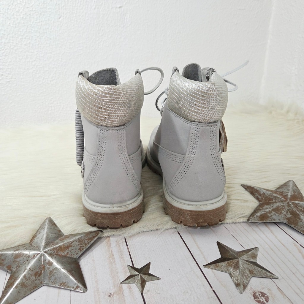 Timberland Heritage 6 Inch Waterproof Boots Light Grey Silver women's Size 7.5 image 5