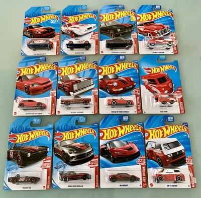 Hot Wheels BEST RED EDITION LOT OF 12 Protectors Included
