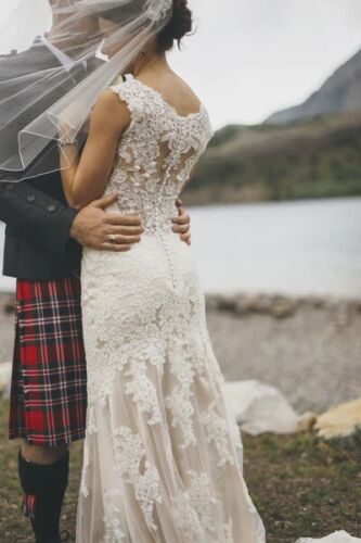 Maggie Sottero Designer Suknia ślubna rozm. 8 zdobione kryształy koronkowe pióra - Zdjęcie 1 z 24