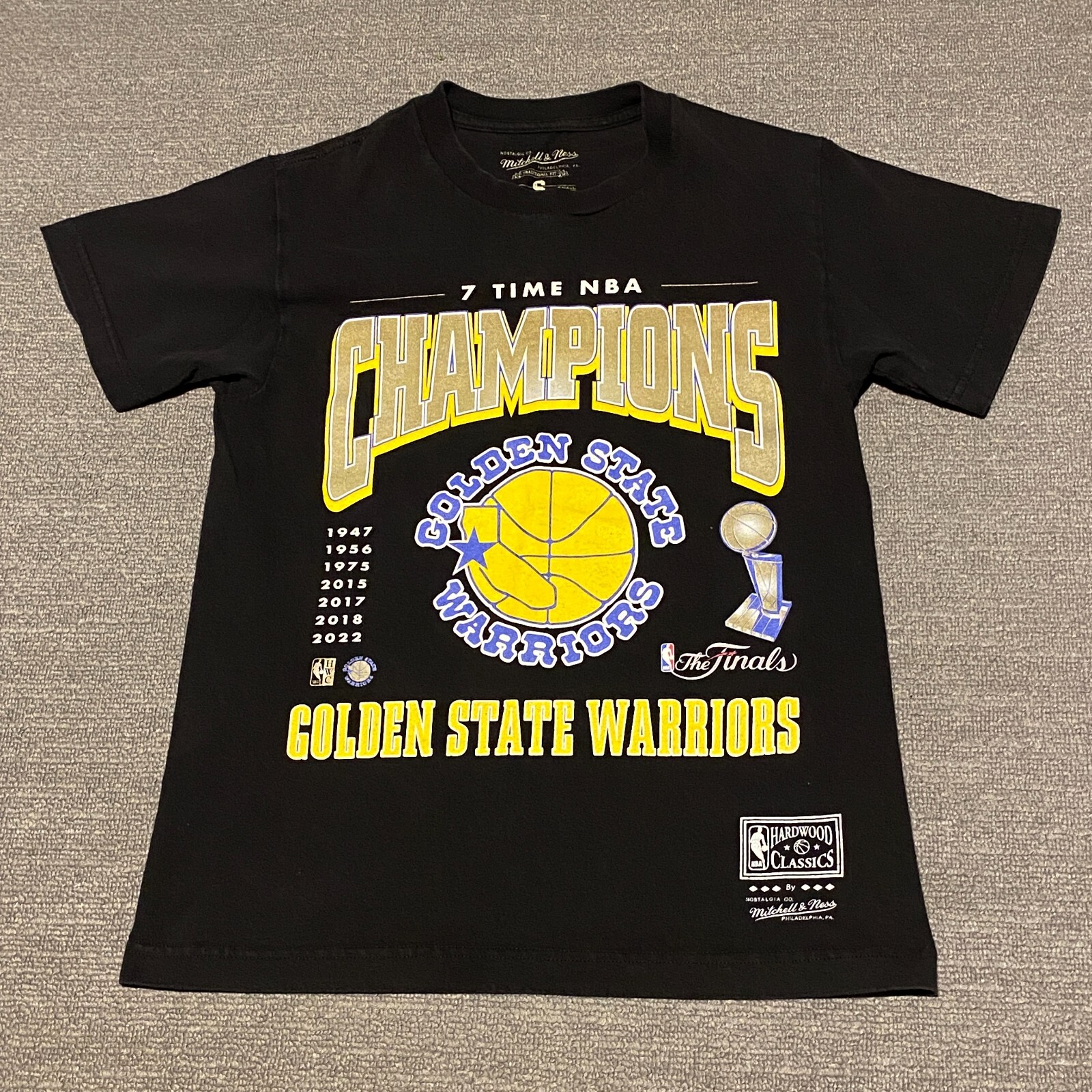Mitchell & Ness Shirt Mens Small Black Golden State Warriors Champions NBA