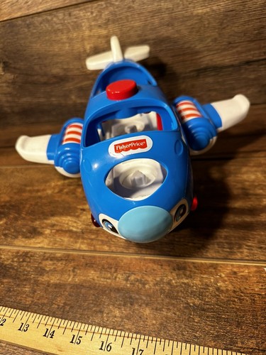 2016 Fisher Price Little People Airplane Plane Jet Blue Lights & Sounds Mattel - Picture 3 of 9