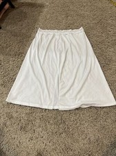 Vanity Fair Half Slip Women  s M Skirt White Silky Lace Trim Lingerie