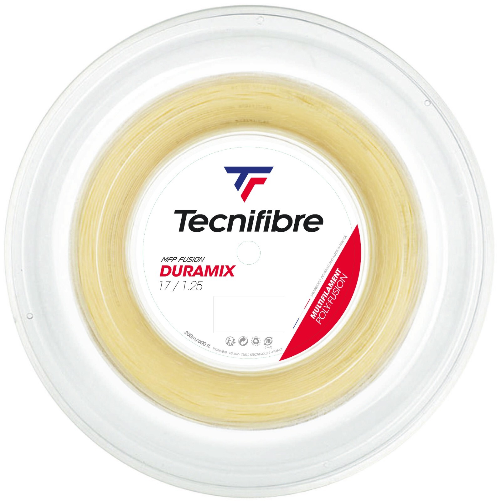 Tecnifibre DURAMIX Tennis Racket String - 1.25mm / 17 - 200m Reel - Natural
