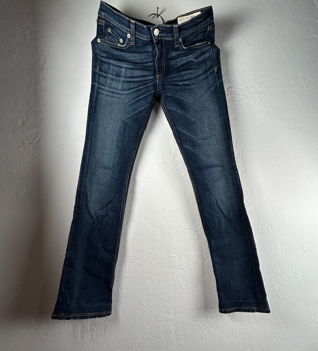 low rise cigarette jeans Rag & Bone Womens Hampstead Wash Denim Low-Rise Size 28 Blue embodying a timeless aesthetic 7 For All Mankind Low