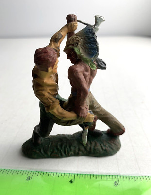 Elastolin Composition Cowboy and Native American In Fight made in Germany