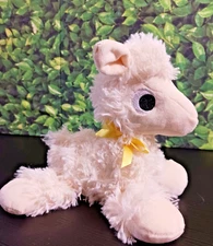 White Llama Plush Toy Manhattan Toy Co Floppies Yellow Pom Pom 10"