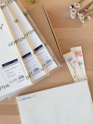Box Leyton feinkörniges Aquarellpapier vorgeschnitten 100% Baumwolle 3 Beutel + 1 gratis