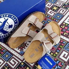 Birkenstock Arizona Taupe Suede Leather Soft Footbed Unisex's Sandals 37-45 Size