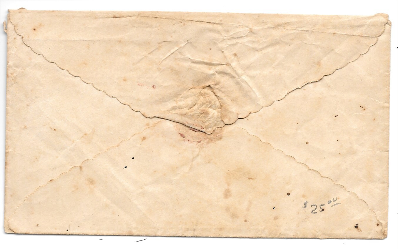 1850's Raleigh, North Carolina Stampless Ladies Cover 5 Falak