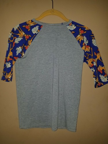 💖 LuLaRoe Disney Randy Shirt Bambi Flower Blue & Gray Size 8 Unicorn HTF 💖 - Picture 3 of 4