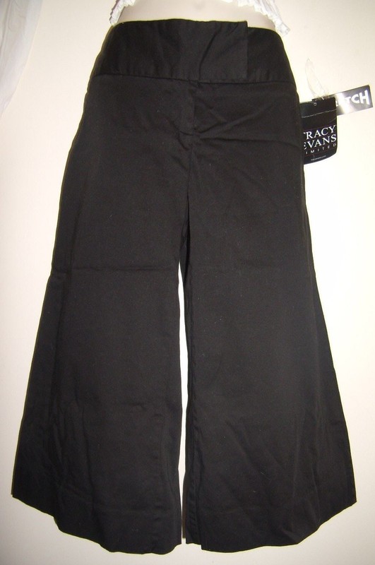 Womens Junior's Tracy Evans Unlimited Black Soft Summer Fun Goucho Pants Sz 5 
