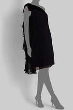 Lauren Ralph Lauren Women's Black Chiffon Lined One-Shoulder Dress Size 4