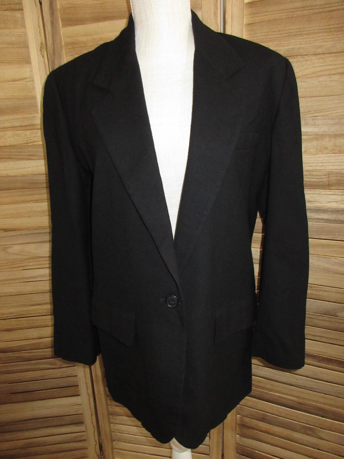 London Fog Navy Blue Wool Blazer Size 4 Fully Lined Excellent Condition