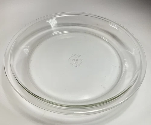 Vintage PYREX 210 Pie Plate 11” Clear Glass Flat Rim Dish