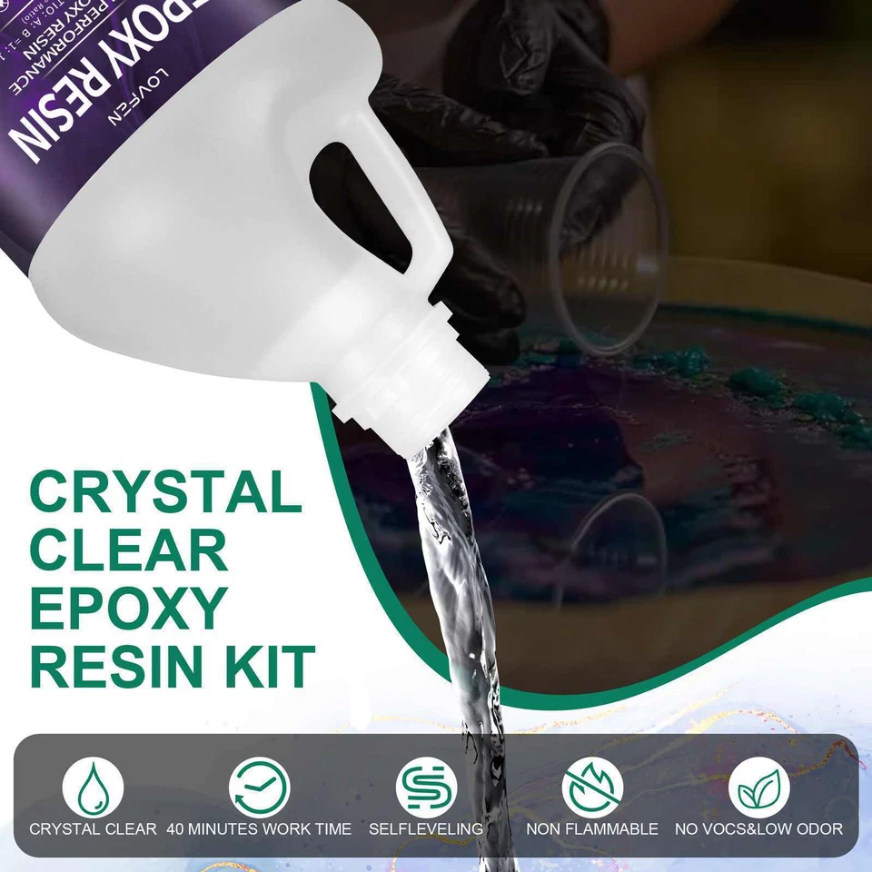 Crystal Clear Epoxy Resin 500ml 1L 2L 4L 2 Gallons Kit Food Safe 1:1 Fast Cure - Image 4 of 4