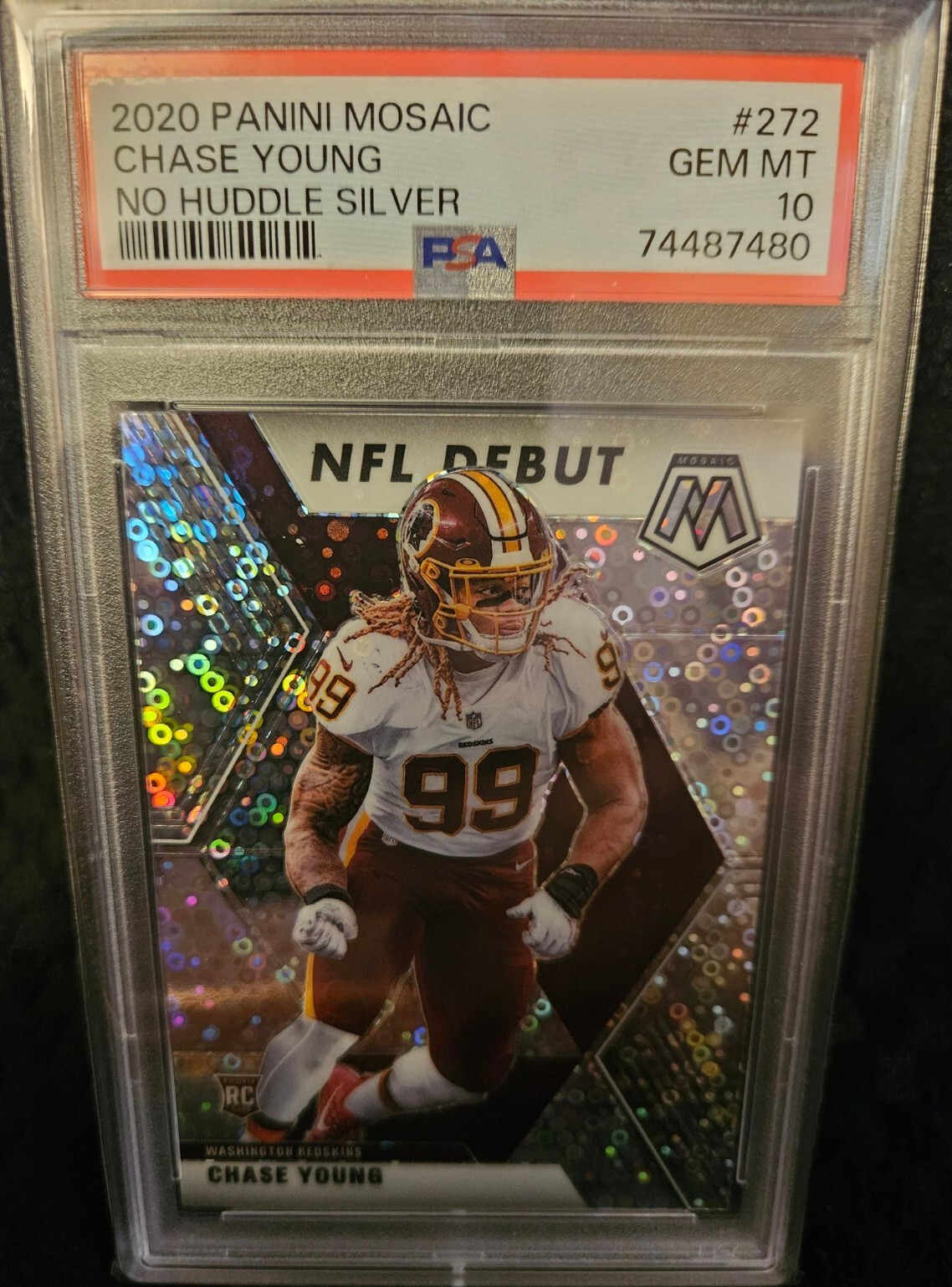 2020 PANINI MOSAIC NFL DEBUT NO HUDDLE SILVER CHASE YOUNG #272 RC PSA 10 GEM MT