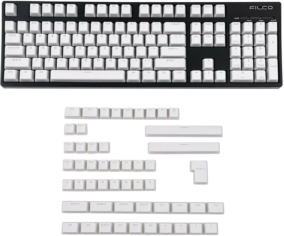 Tera Plastics OEM PBT Shinethrough Keycap Set, Blue Mods White Alphas  - Image 4 of 4