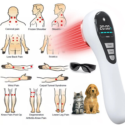 808nm+650nm Handheld Cold Laser Red Light Therapy LLLT Pain Relief Human/animals