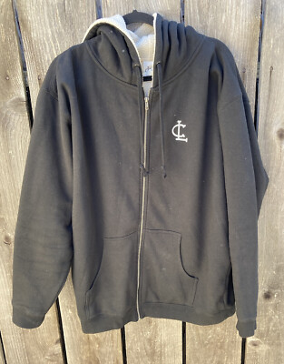 Men's Clifford Lenox Julian Smith Black Logo Full-Zip Hoodie L Lined Gym Active