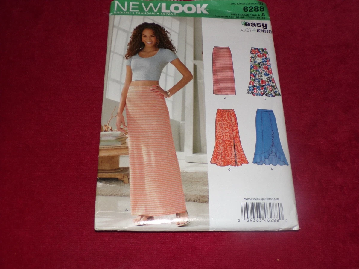 🌷 NEW LOOK #6288 - LADIES EASY (JUST 4 KNITS) ANKLE LENGTH SKIRT PATTERN  8-20FF | eBay