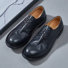 Retro American Style Mens Lace Up Real Leather Round Toe Formal Dress Work Shoes