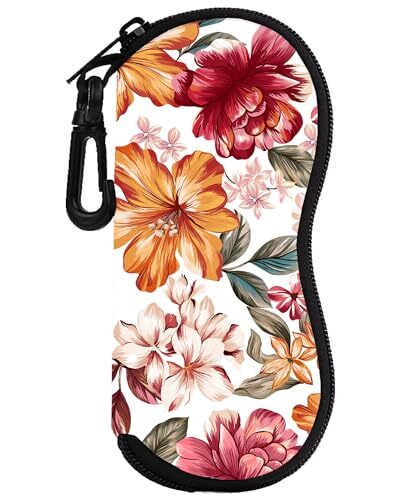 Colorful Flower Neoprene Sunglasses Case Ultra Light Portable Zipper-image