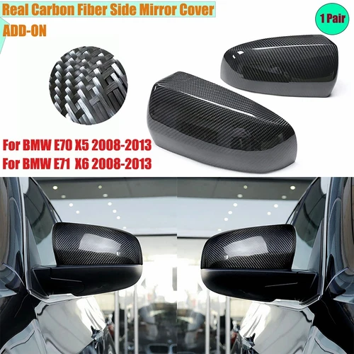 3K Real Carbon Fiber ADD-ON For BMW X5 X6 E71 E70 2008-2013 Side Mirror Cover