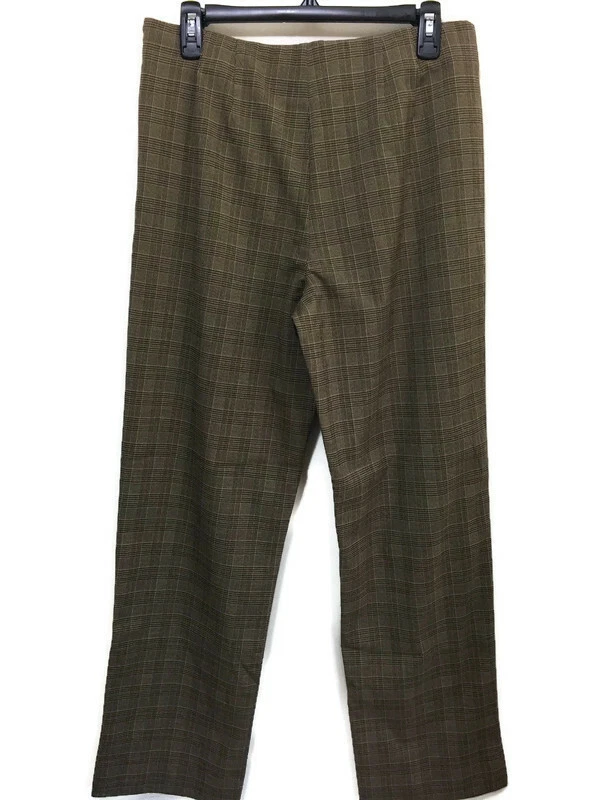 Pantalones Mujer Basic Editions Pantalones Marrón Negro Cuadros Cremallera Lateral Talla 12 Foto 2 de 4