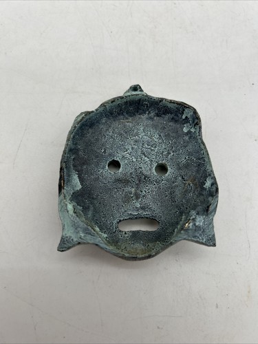 Vintage Bronze Brass Small Greek Comedy Tragedy Theatrical Mask 3” - Picture 3 of 3