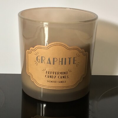 Graphit Luxus 3 Docht Kerze im schweren Glashalter; Pfefferminz Zuckerstange Duft
