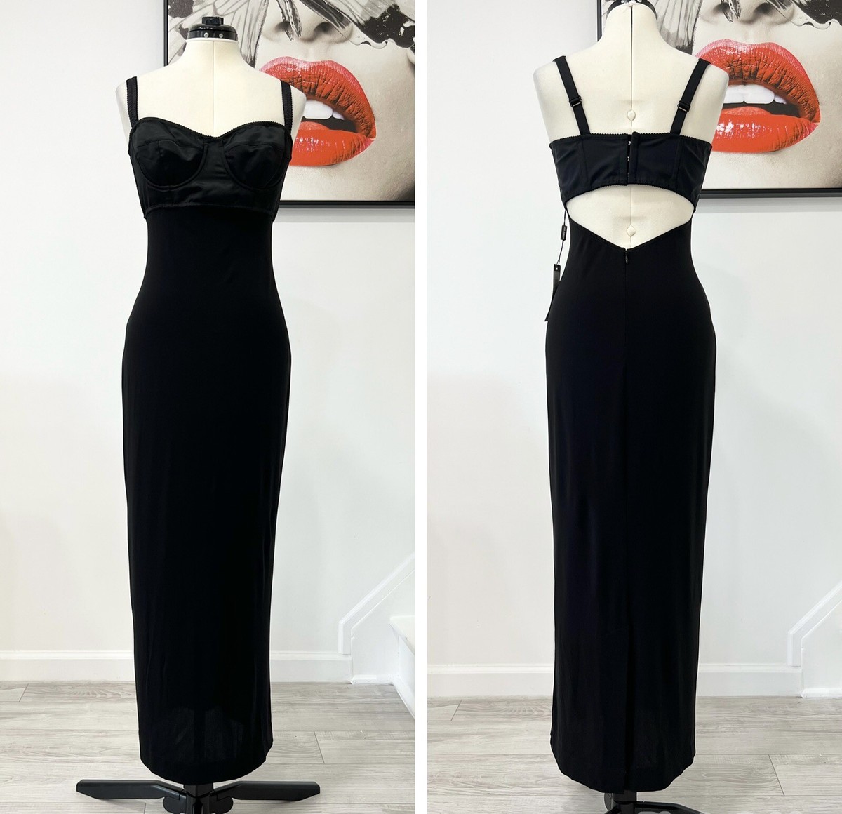 DOLCE & GABBANA Open-back satin and stretch-jersey bustier
