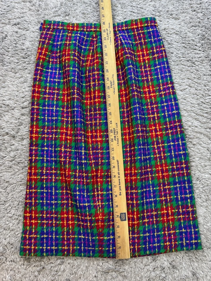 Falda De Colección Carlisle Para Mujer 8 Colorida Lana Pata de Gallo Cuadros Lápiz Midi Hada Foto 4 de 4