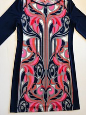 Banana Republic Navy Bright Colors Shift Dress~ Modern Floral Sz M