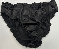 Glossy Butter Second Skin Satin Bikini Panties Sissy Wet Look Silky Ruffles M/L
