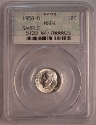 1958-D Roosevelt Dime PCGS MS64 SAMPLE Doily Old Green Holder