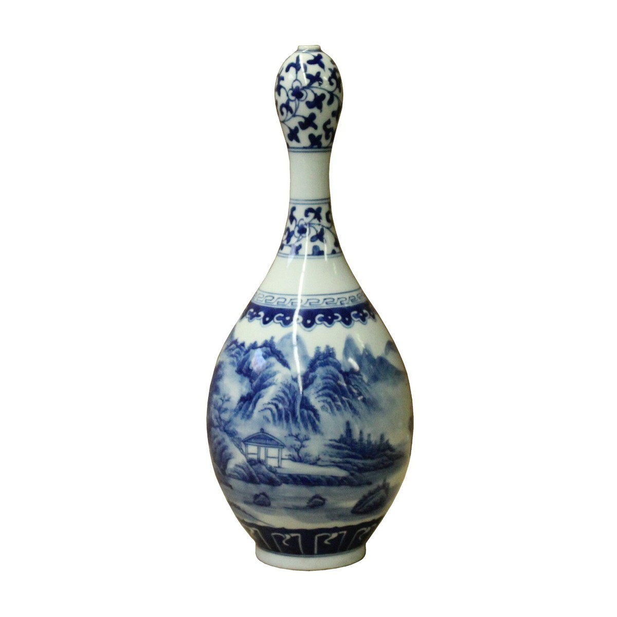 Chinese Blue White Porcelain Scenery Graphic Bulb Shape Vase ws1106S Chinese Blue White Porcelain Scenery Graphic Bulb Shape Vase ws1106S