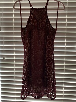 francesca's burgundy dress Latina Mini Dress Size L 12 – Main Character Rentals main image 0