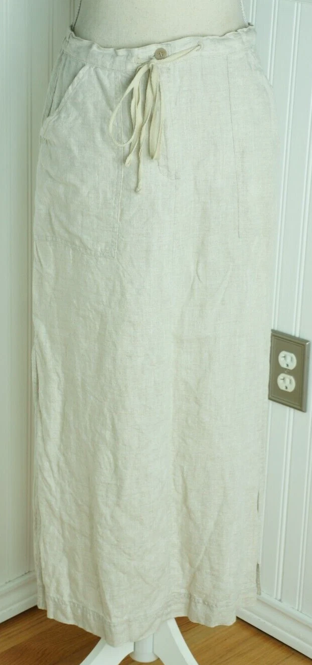 Valerie Stevens Petite PM Womens Semi Stretch Waist Linen Maxi Skirt Modest