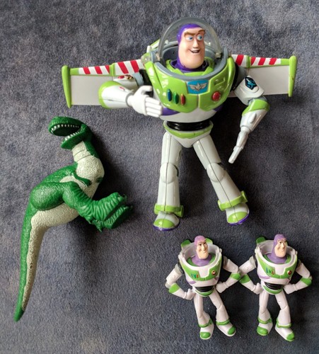chopping buzz lightyear figure   rex dinosaur and two 2" buzzes
