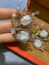 Split-Tone Elegance: Dual-Purpose Gold-Plated Brass Butterfly Brooch with Natura