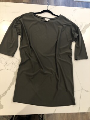 Leith Womens Olive Green Shift Dress Size M Stretch Knee Length Tunic  Minimalist | eBay
