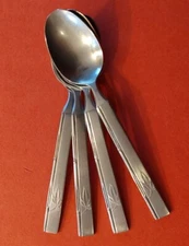 4 NAKAZATO NAB3 Stainless Teaspoons Japan Bamboo/Leaves FREE SHIP